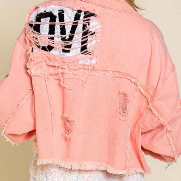 LOVE - Jean Jacket in Papaya - gorgeous and fun. - Picture 1 of 8